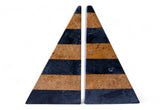 Pair of triangular bookends with striped pattern on a white background