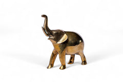 Brass elephant figurine on a white background