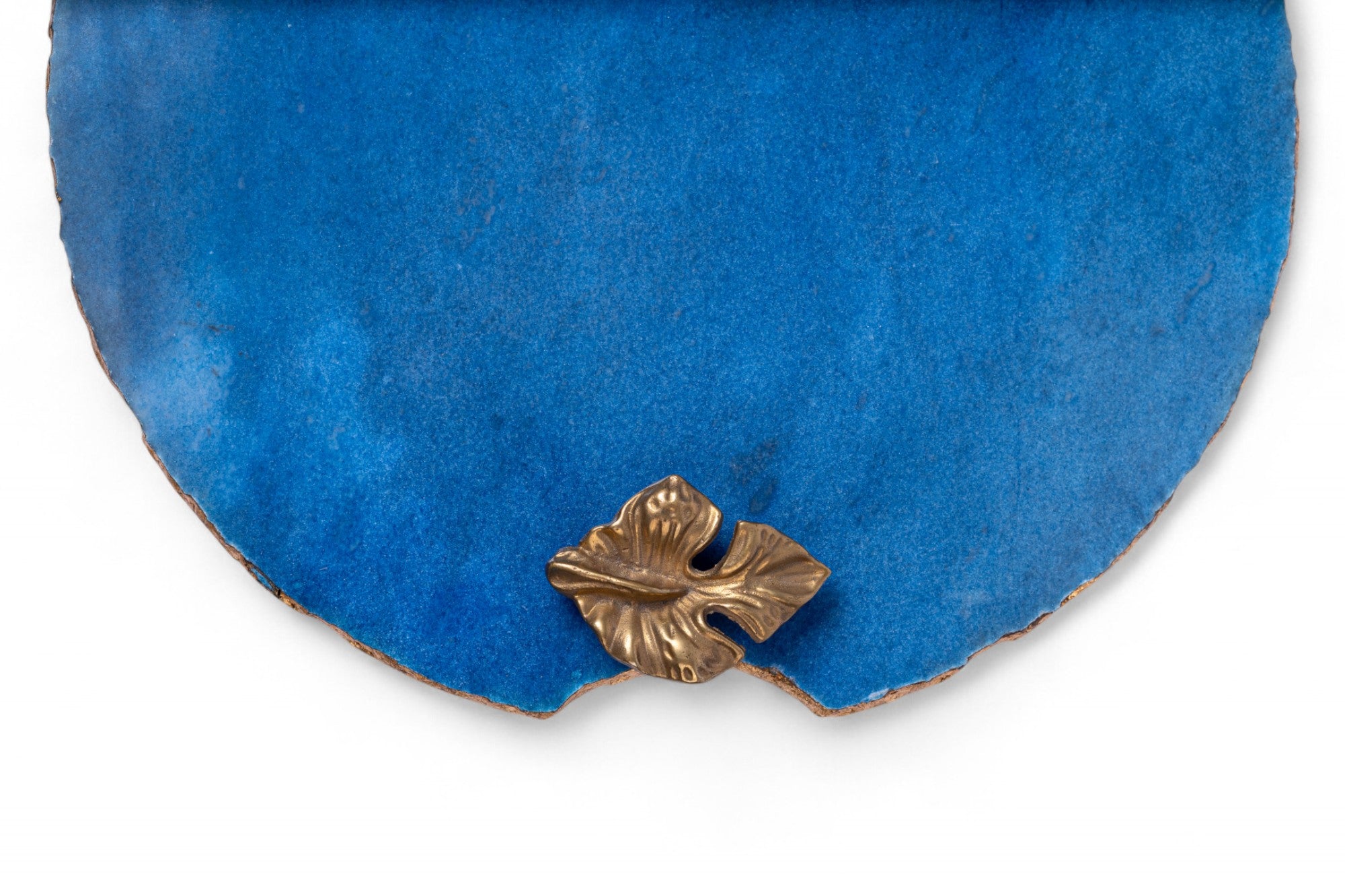 Blue leather pouch with a gold clasp on a white background