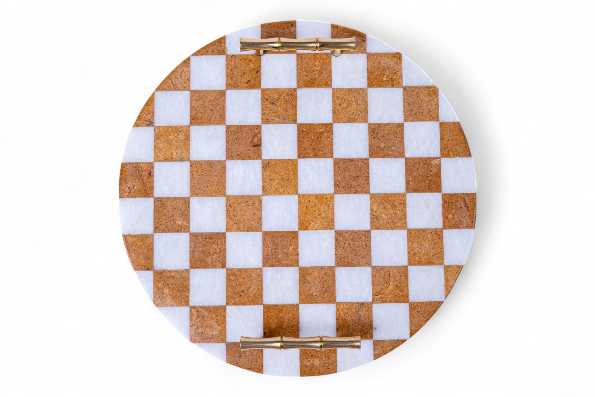 Checked Marble Tray Round