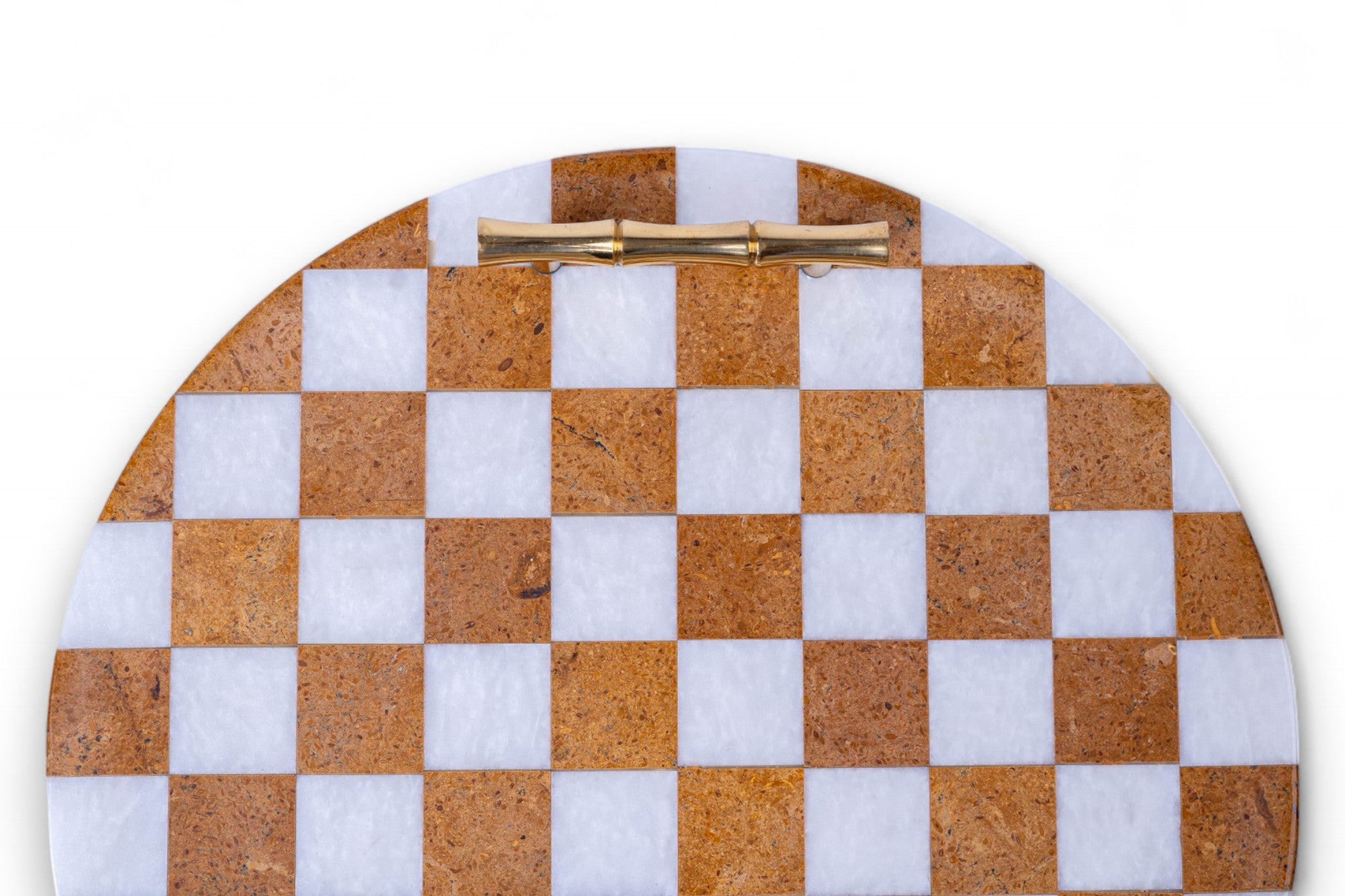 Checked Marble Tray Round