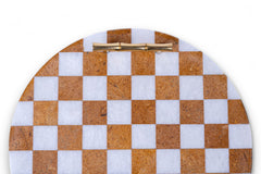 Checked Marble Tray Round
