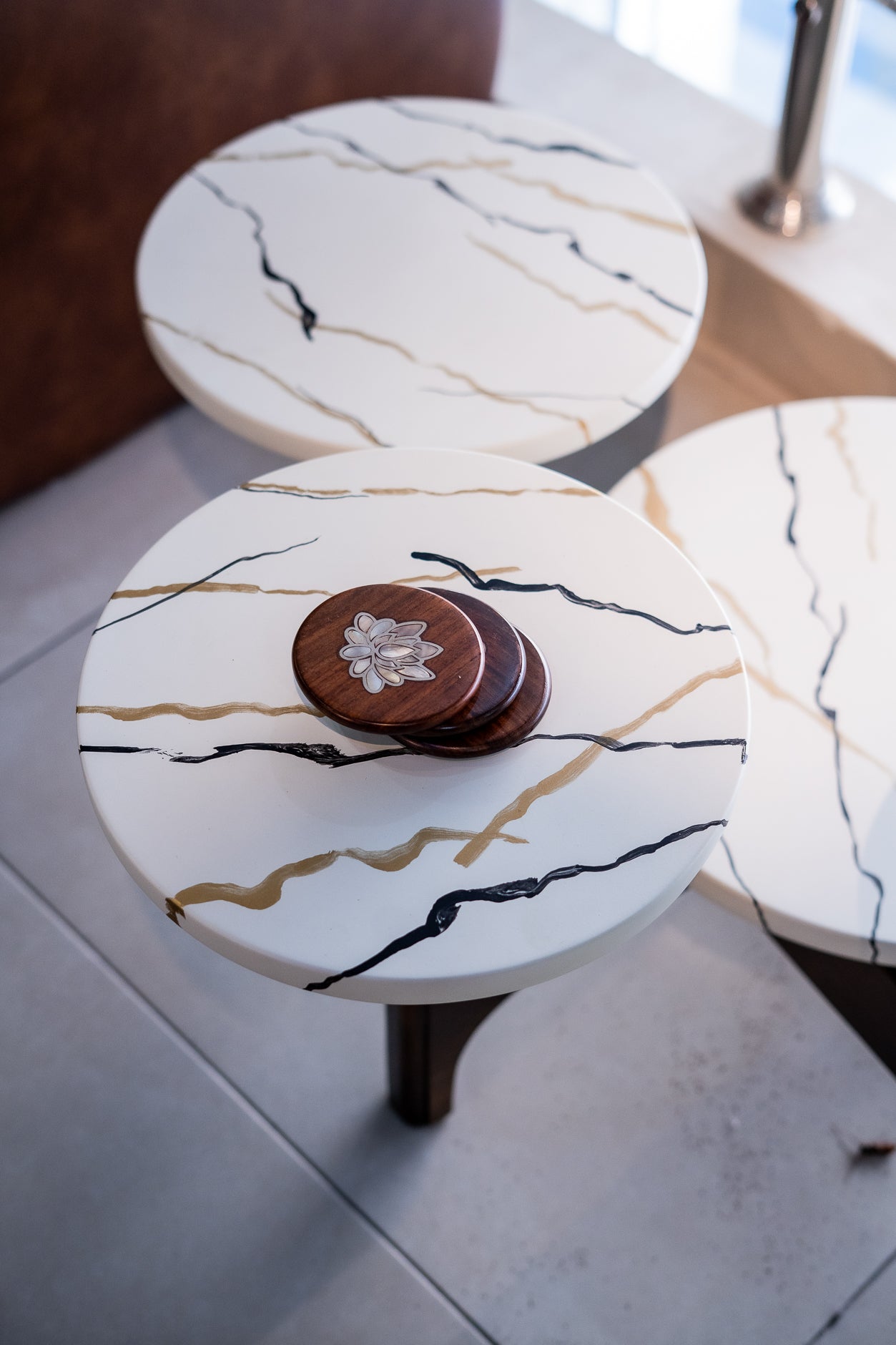 Wood Coaster - Mother of Pearl Inlay