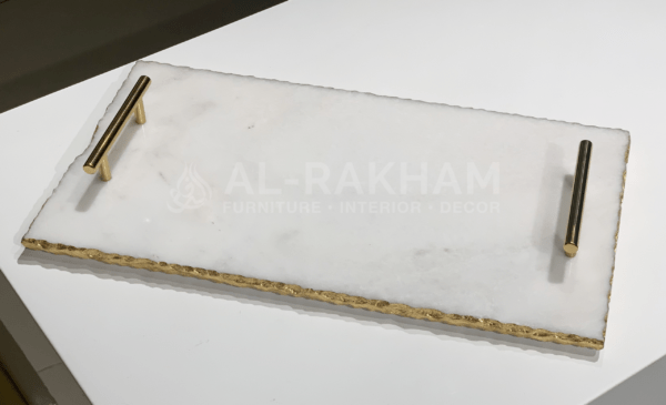 White Rectangle Marble Tray