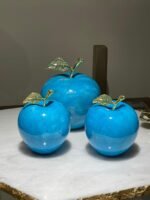 Set of 3 Marble Apples - Aqua Blue