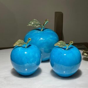 Set of 3 Marble Apples - Aqua Blue
